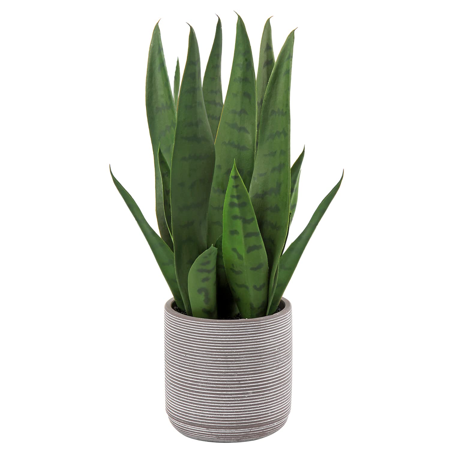 Briful Artificial Snake Plant 15.7"/40CM Fake Plants Sansevieria in Cement Pot Artificial Sansevieria Indoor Plant for Bathroom Bedroom Home Office Tabletop Decoration