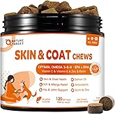 NATURE TARGET Omega 3 Fish Oil for Dogs, Salmon Oil Skin and Coat Supplement for Dogs Itchy Skin Relief with Omega 3-6-9 (EPA & DHA), Zinc, Biotin and Vitamin E & C - 120 Salmon Flavored Soft Chews