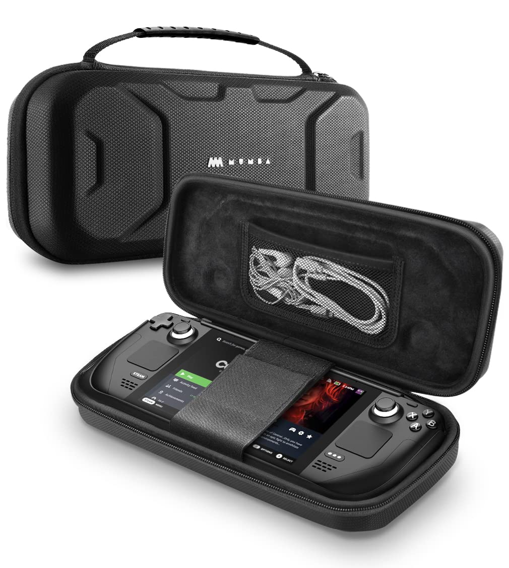 Mumba Carrying Case Compatible with Steam Deck 2022, Protective EVA Hard Shell and Waterproof Surface, Portable Travel Carry Handbag Pouch for Steam Deck Console & Accessories[Large Capacity](Black)