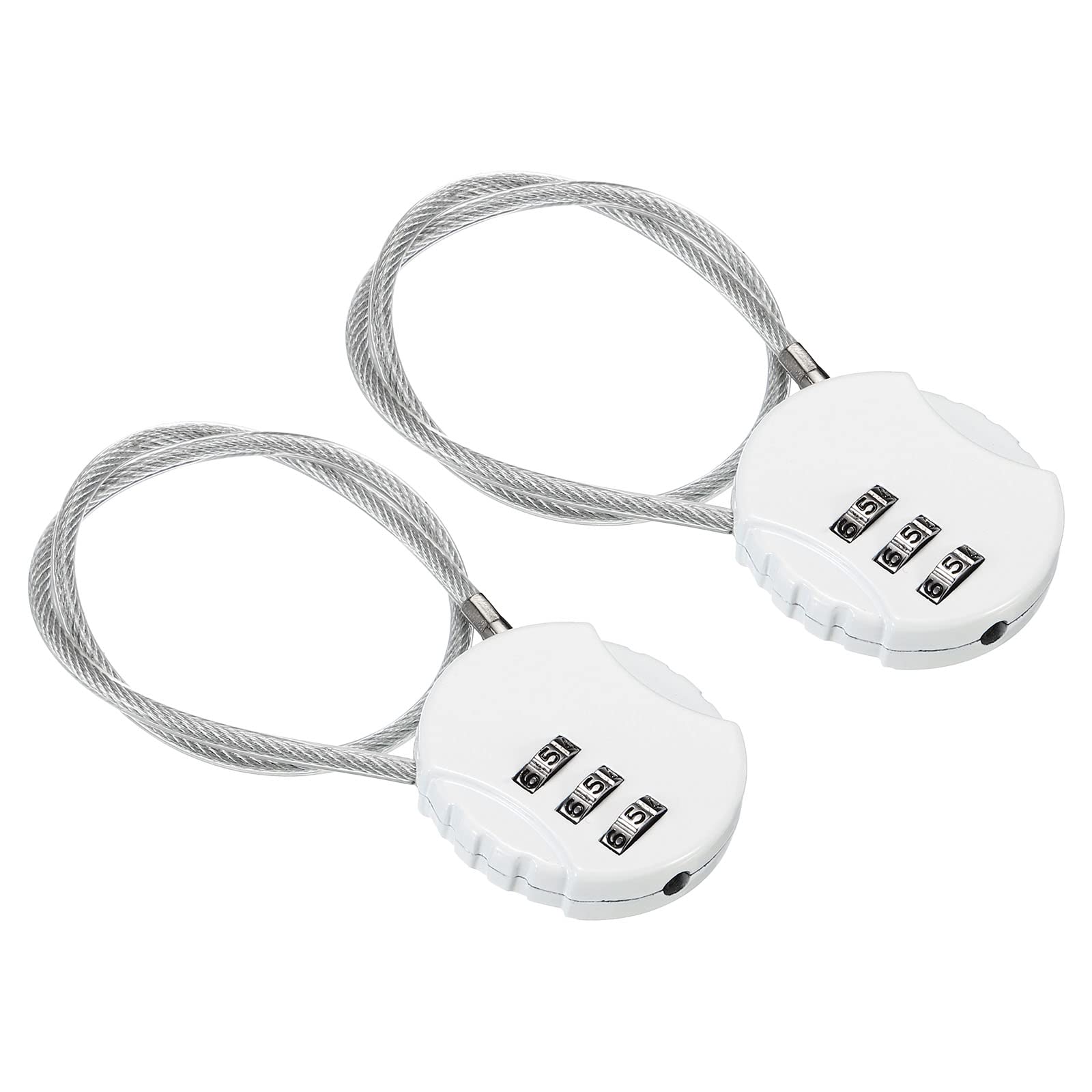 PATIKIL Combination Lock 12 Inch, 2 Pcs 3 Digit Outdoor Waterproof Code Padlock with Wire Rope for Luggage Gym Locker Fence Toolbox Backpack, White