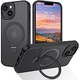 DUEDUE for iPhone 14 Plus Case Magnetic with Ring Stand[Compatible with Magsafe], Full Body Protective Cover Slim Shockproof Kickstand Phone Case for Apple iPhone 14 Plus 6.7", Black