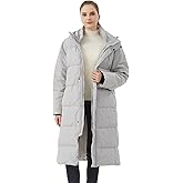 ANYIELIEMO Women's Long Down Jacket with Hood 90% White Duck Down Puffer Coat Warm Winter Oversized Outerwear (US, Alpha, 3X-Large, Regular, Regular, Gray)