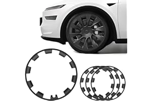 Terapaton 4 PCS Tire Trim Rings, Fit Tesla Model Y 2017-2024 20 Inch Wheel Rim Protector Rim Guard Rim Hubcaps Cover Tire Trim Rings, Wheel Rim Protection Accessories (4PCS Black)