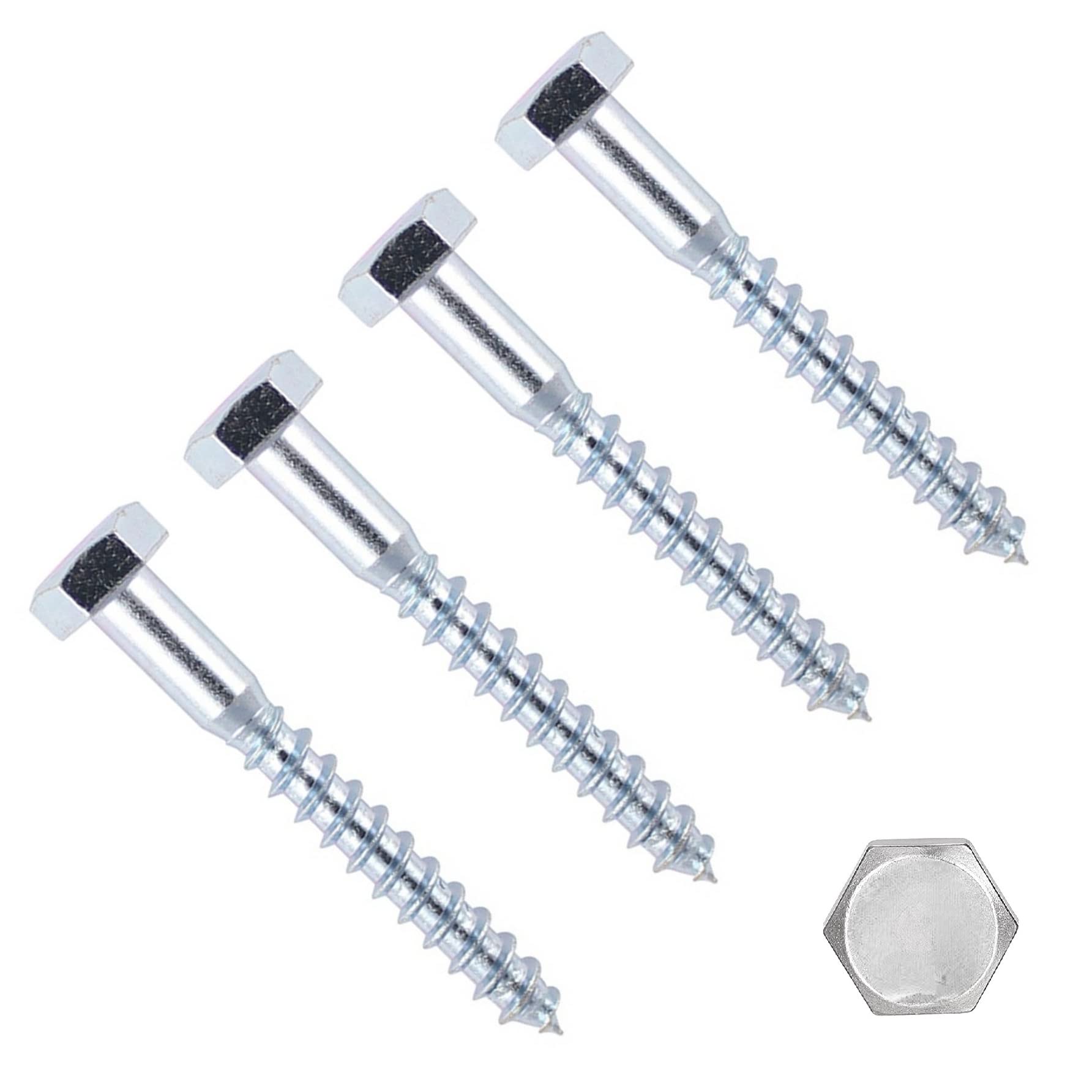 TERF® M12 X 80mm Coach Screws Hex Head M12 (12mm) X 80mm Wood Masonry Brick Concrete Wall Fixing Lag Screw Bolts for Aerial Satellite Dish TV Bracket Fence Shelves Mounting Decking - Pack of 4