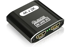 ORIKLON Splitter 1 in 2 Out, 4K@30Hz Splitter for Dual Monitors, Aluminum Powered Spliter for Mirror Screen,1x2 Duplicator Support 3D HD 1080P for Fire Stick Xbox PS Roku Blu-ray Cable Box