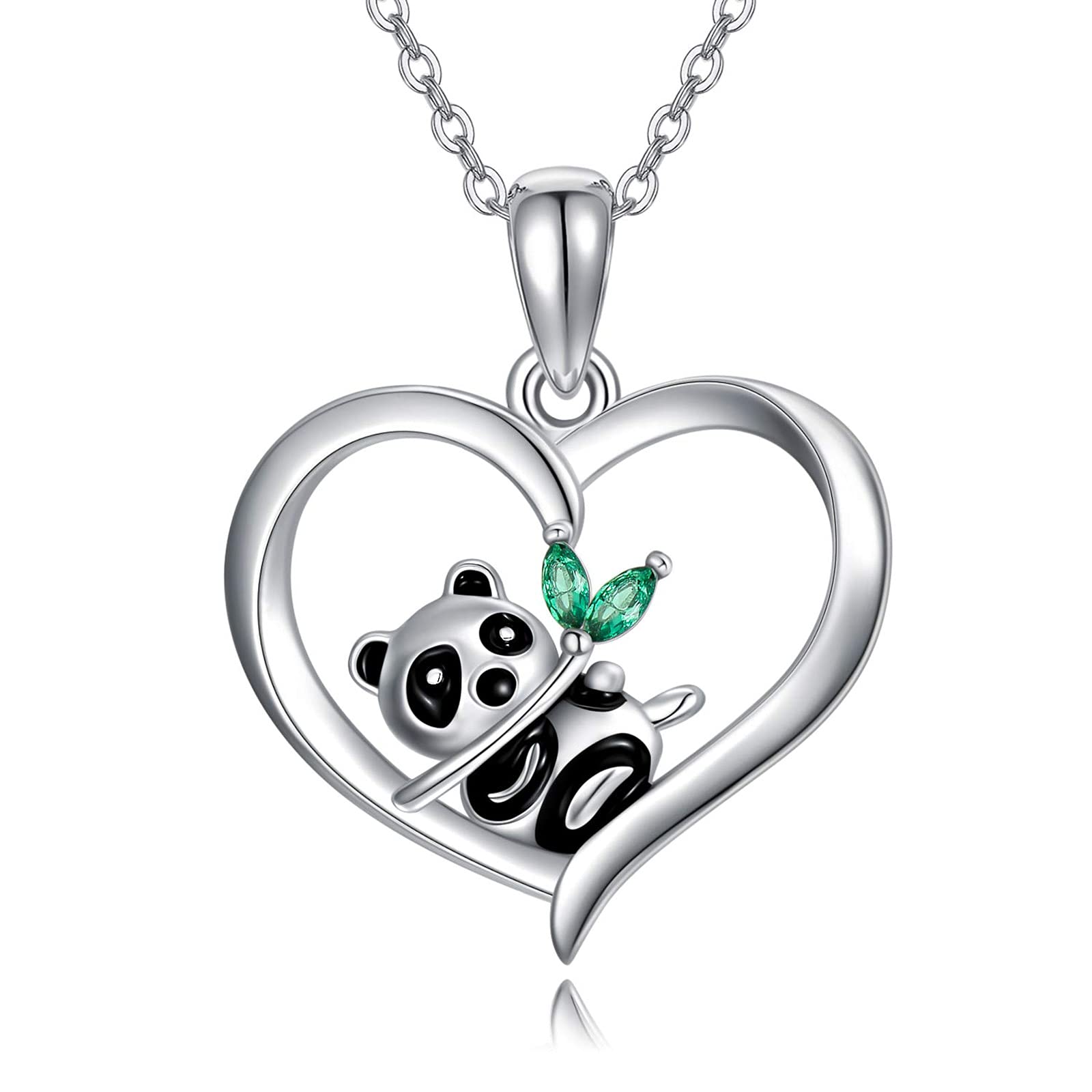 TRISHULA Panda Necklace for Girls 925 Sterling Silver Panda Pendant Necklace Animal Jewellery Gifts for Christmas Birthday Anniversary