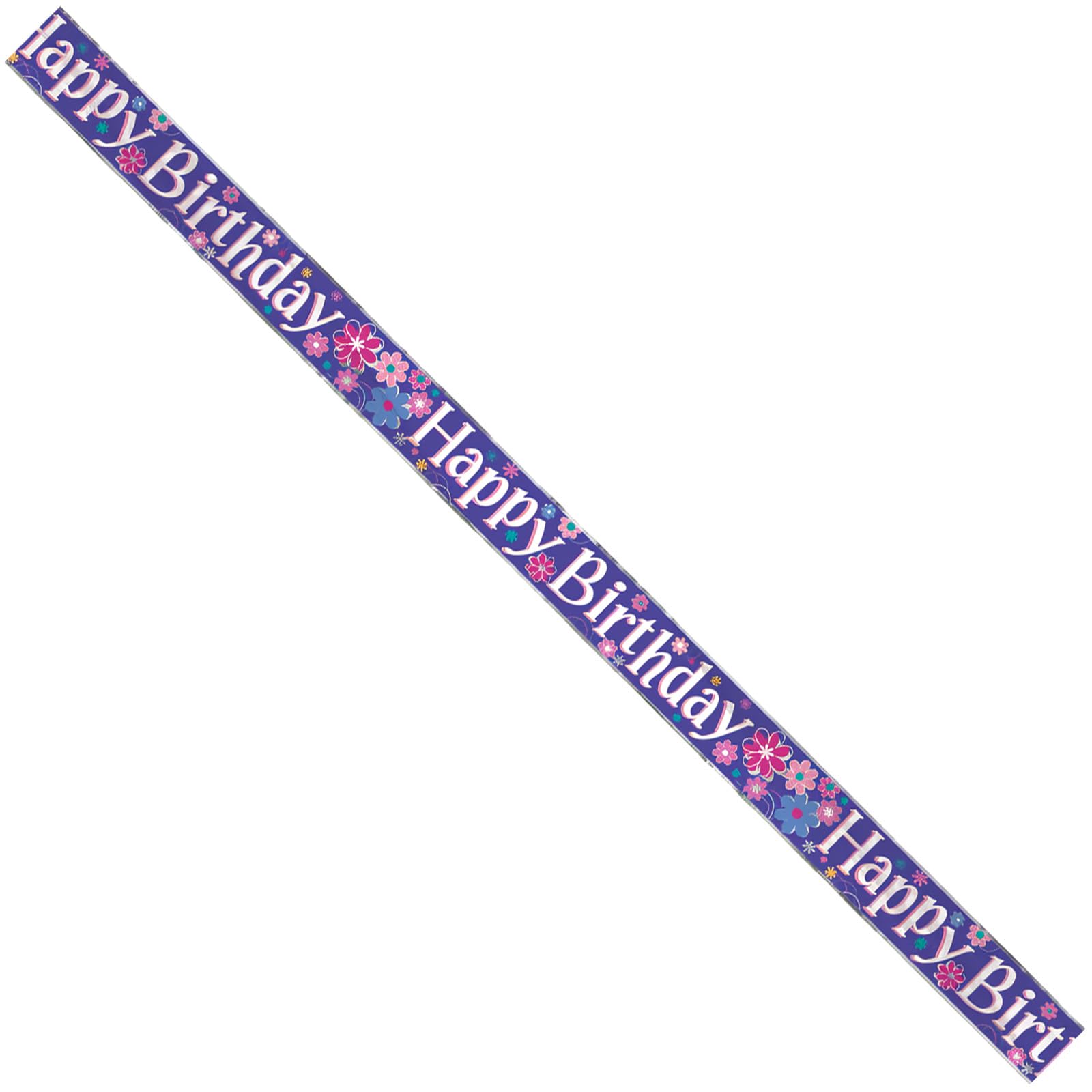 Multicolor Birthday Blossoms Foil Long Fold Banner (3.6 meters) 1 Piece - Vibrant Celebration Decor for All Ages
