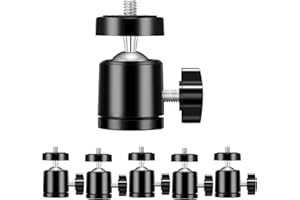 FOLGTEK 6pcs Mini Universal Ball Heads Tripod Ball Head Camera Screw Mount, 360 Degrees Rotatable Tilt with 1/4 inch Screew for Cameras Smart Phone Tripods Monopods Camcorder LED Light Stand