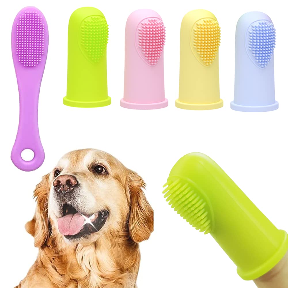 Photo 1 of Dog Toothbrush Finger Toothbrush Set (4 Pack, with Dog Eye tears Black Chin Cleaning Tool) , Silicone Toothbrush?Soft bristles, Easy to Clean Teeth, Suitable for Dogs, Cats and Pets to use