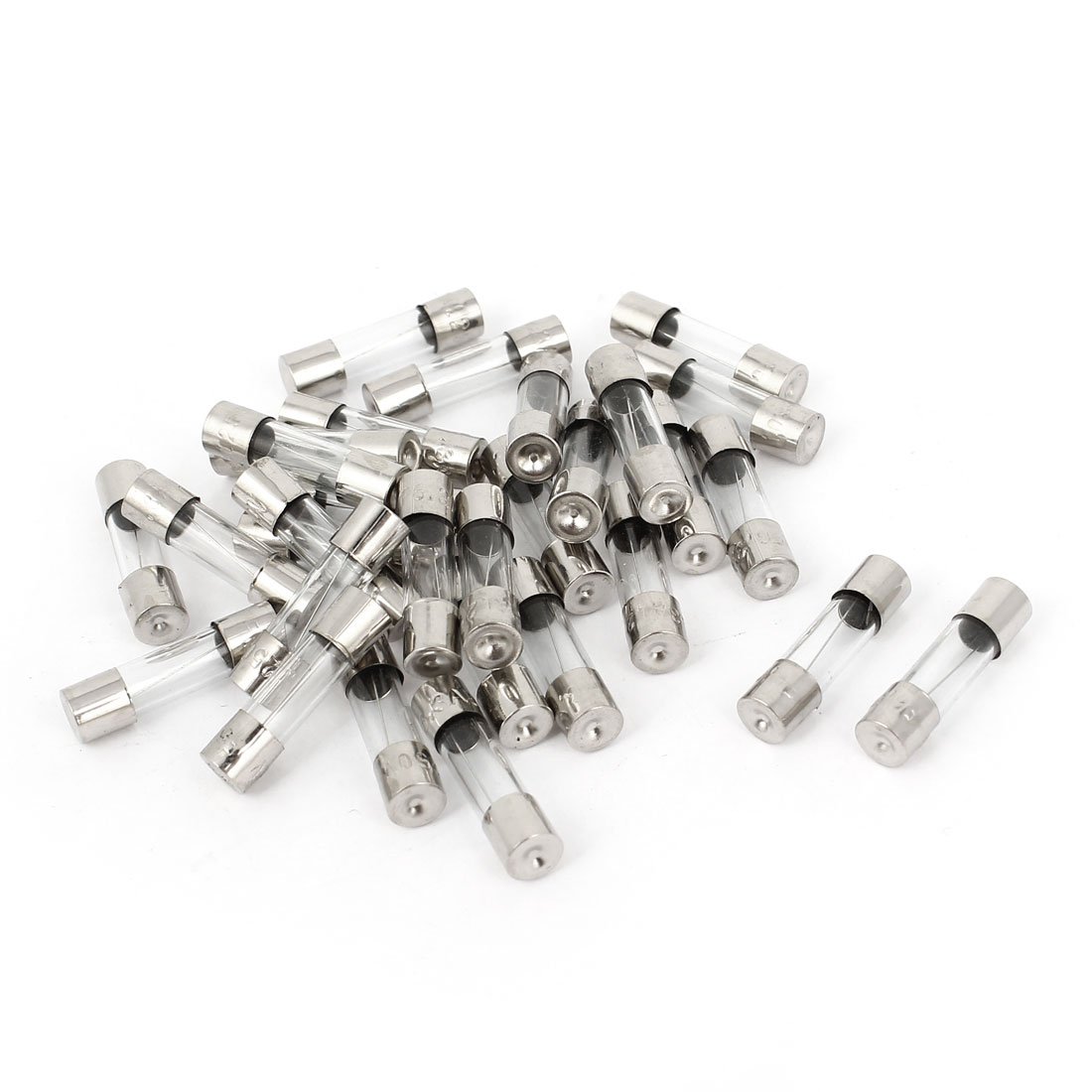 sourcingmap AC 250V 6.3A Quick Blow Acting Type Glass Tube Fuses 5mm x 20mm 30 Pcs