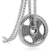 FIZIZDH Fitness Dumbbell Stainless Steel Barbell Piece Pendant Necklace 24 inch Keel Link Chain Unisex