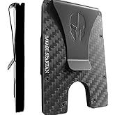 SAVAGE SPARTAN-Rugged Minimalist Credit Card Holder Carbon Fiber Slim Tactical Front Pocket Wallet for Men with Metal Money Clip