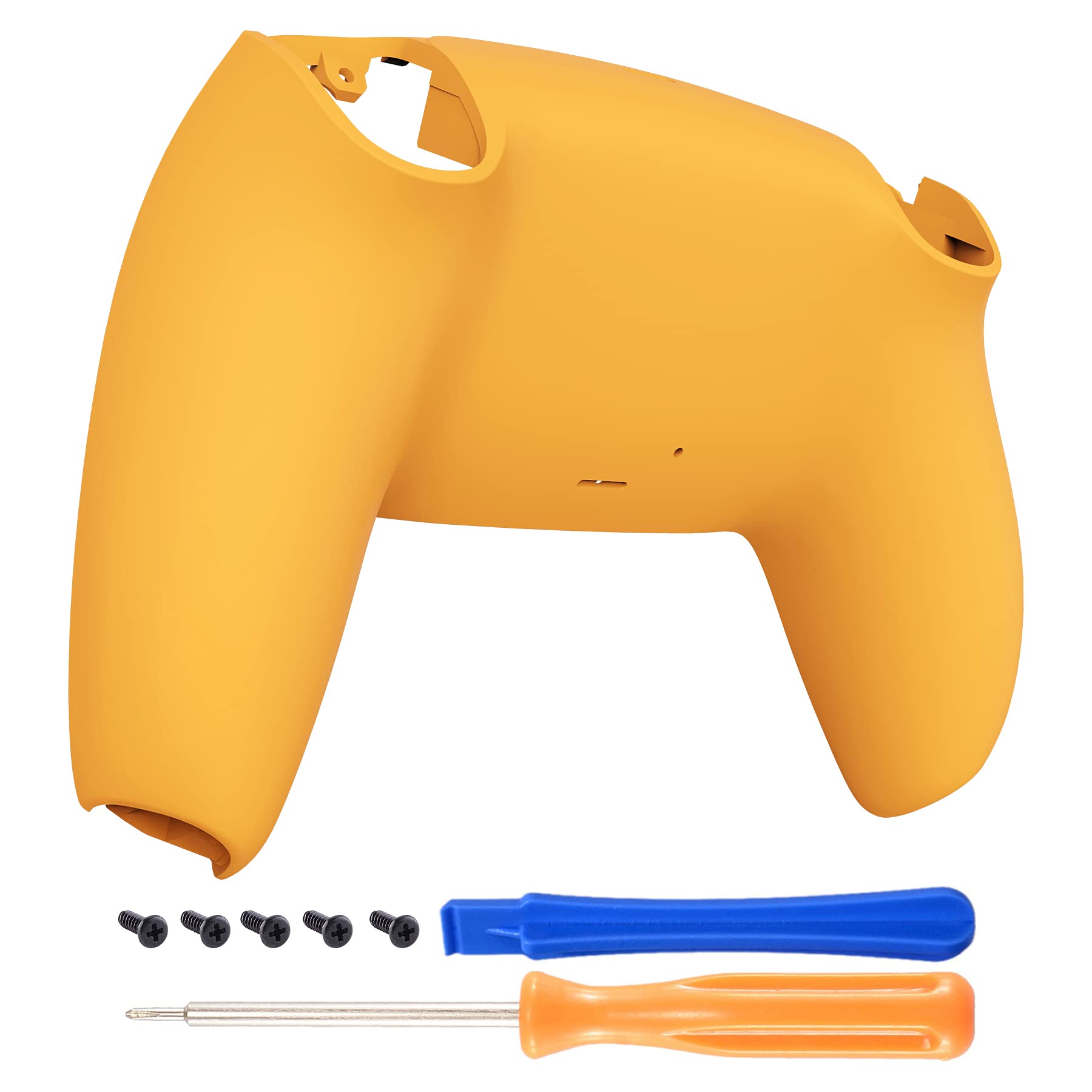 eXtremeRate Caution Yellow Soft Touch Grip Custom Back Plate Bottom Shell Compatible with ps5 Controller, Replacement Back Shell Cover Compatible with ps5 Controller