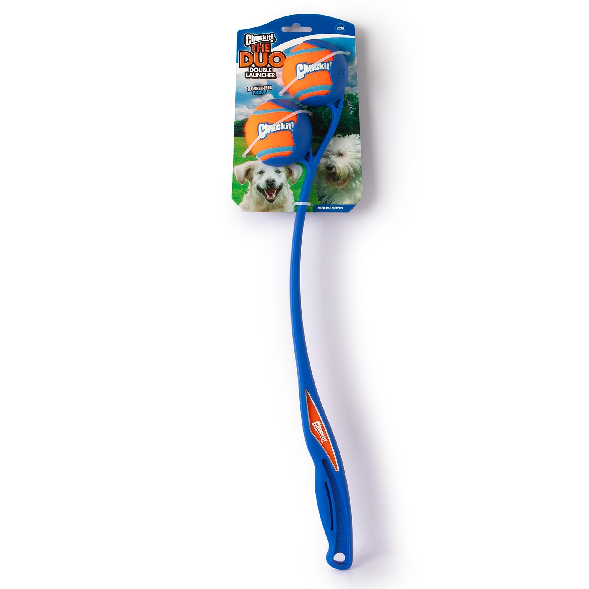 Photo 1 of ***HEAVILY USED***
Chuckit! The Duo 22M Double Launcher Dog Toy, 22" Length, Includes 2 Medium Tennis Balls (2.5") Size Medium for Breeds 20-60lbs, Multi-Dog and Pack Play