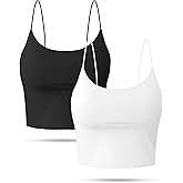 Buauty 2 & 4 Packs Crop Tank Top for Women, Basic Solid Cropped Double Layer Spaghetti Strap Short Sleeveless Camisole
