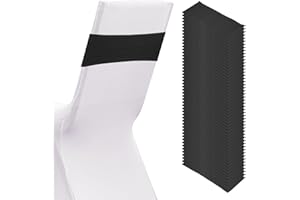 PATIKIL Premium Spandex Chair Sashes Bows, 50 Pcs Elastic Stretch Chair Cover Band Ties with Slider Buckle for Birthday Party Banquet Wedding Decoration, Black