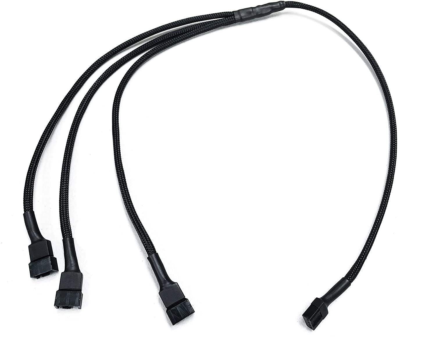 Shakmods 4 pin PWM Fan to 3 ways Y Splitter 60cm Black Sleeved Extension Cable