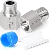 TAISHER 2PCS Forging of 304 Stainless Steel Fitting, Reducer Adapter, 1/4-Inch Male Pipe x 3/8-Inch Female Pipe