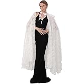 Koalswm Women's Gothic Feather Cloak Unisex Adult Cape Detachable Fur Collar Vampire Witch Halloween Cosplay Costume