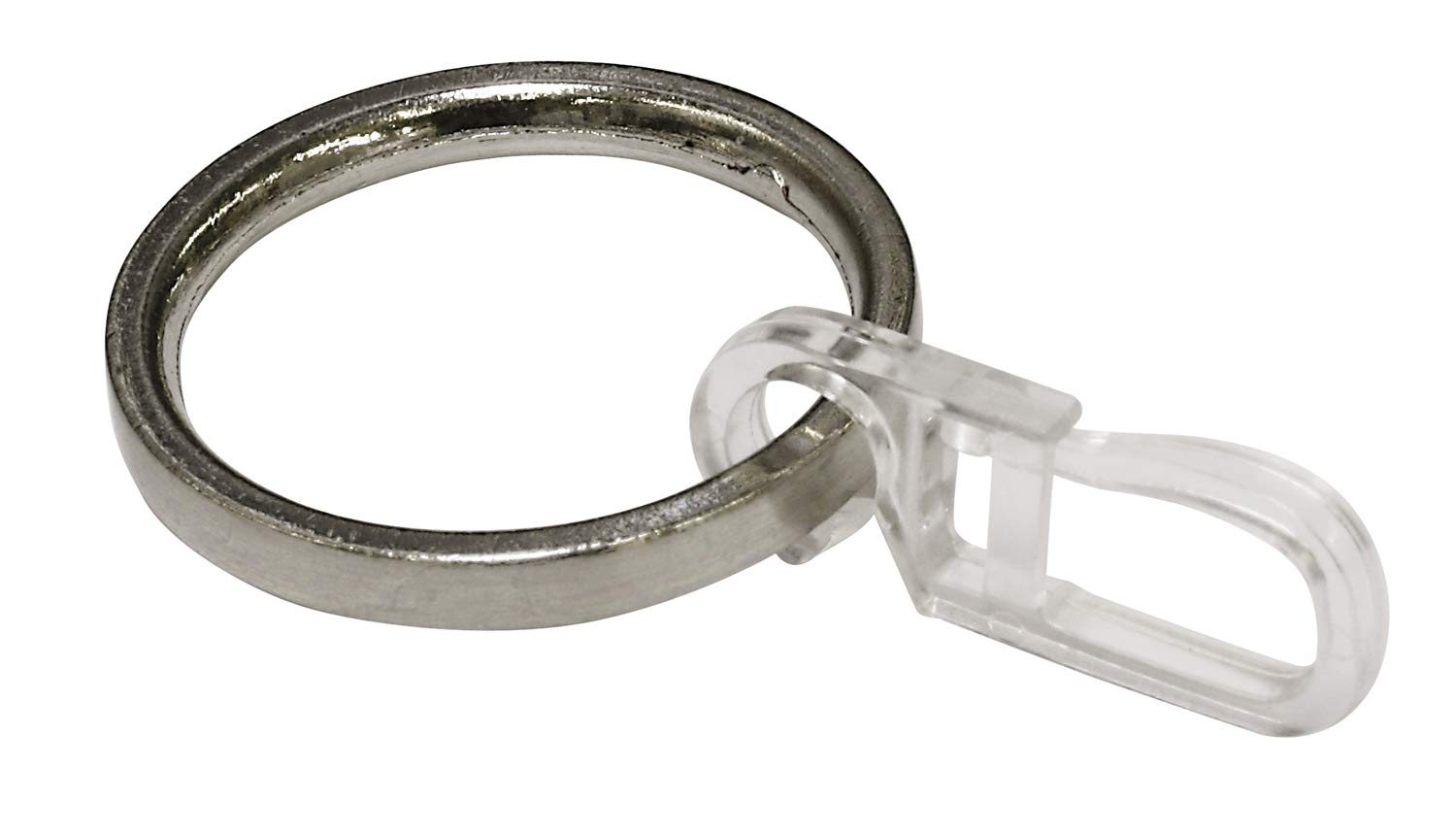 Gardinia Curtain Rings For Curtain Rods With Ø 19 mm, Includes Pencil Pleat Hooks, 6 Pack, Width 4 mm, Metal, Stainless Steel Look, 10011103