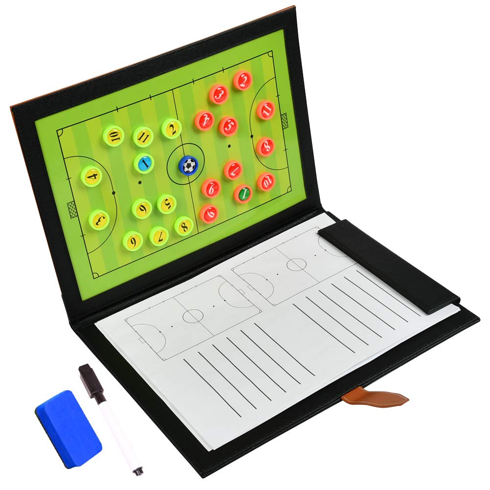 YOTINO Magnetic Football Soccer Coaching Board/Tactics Folder With Paper, Eraser, Pen and Magnets, Foldable Football Strategetic Board Set (Folded size:32 x 25cm)