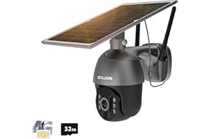 SOLIOM S600 3G/4G LTE Solar Powered Cellular Security Camera Wireless Outdoor, Pan Tilt 360°View Spotlight, 1080p Night Vision, 2 Way Talk, PIR Motion Sensor, No WiFi, US Version, Unlimited Data Plan