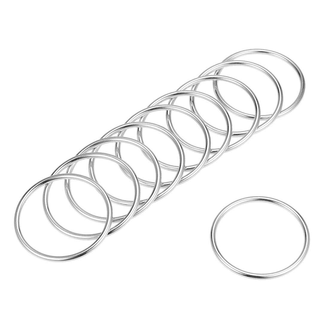 sourcing map O Ring Buckle 45mm(1.8") ID 3mm Thickness Zinc Alloy O-Rings for Hardware Bags Belts Craft DIY Accessories, Silver Tone 10pcs
