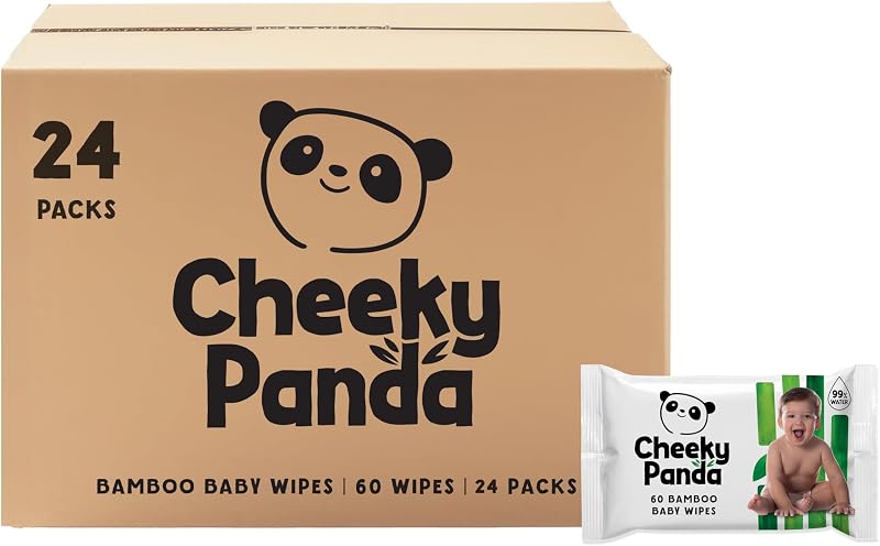 The Cheeky Panda Bamboo Baby Wipes White Unscented 64 Count Pack of 24