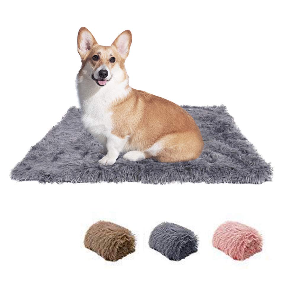 L7HWDP Plush Pet Blanket Puppy Washable Comfort Soft Fluffy Pet Mat for Small Medium Large Dogs and Cats (M:30x21 inch, Grey)