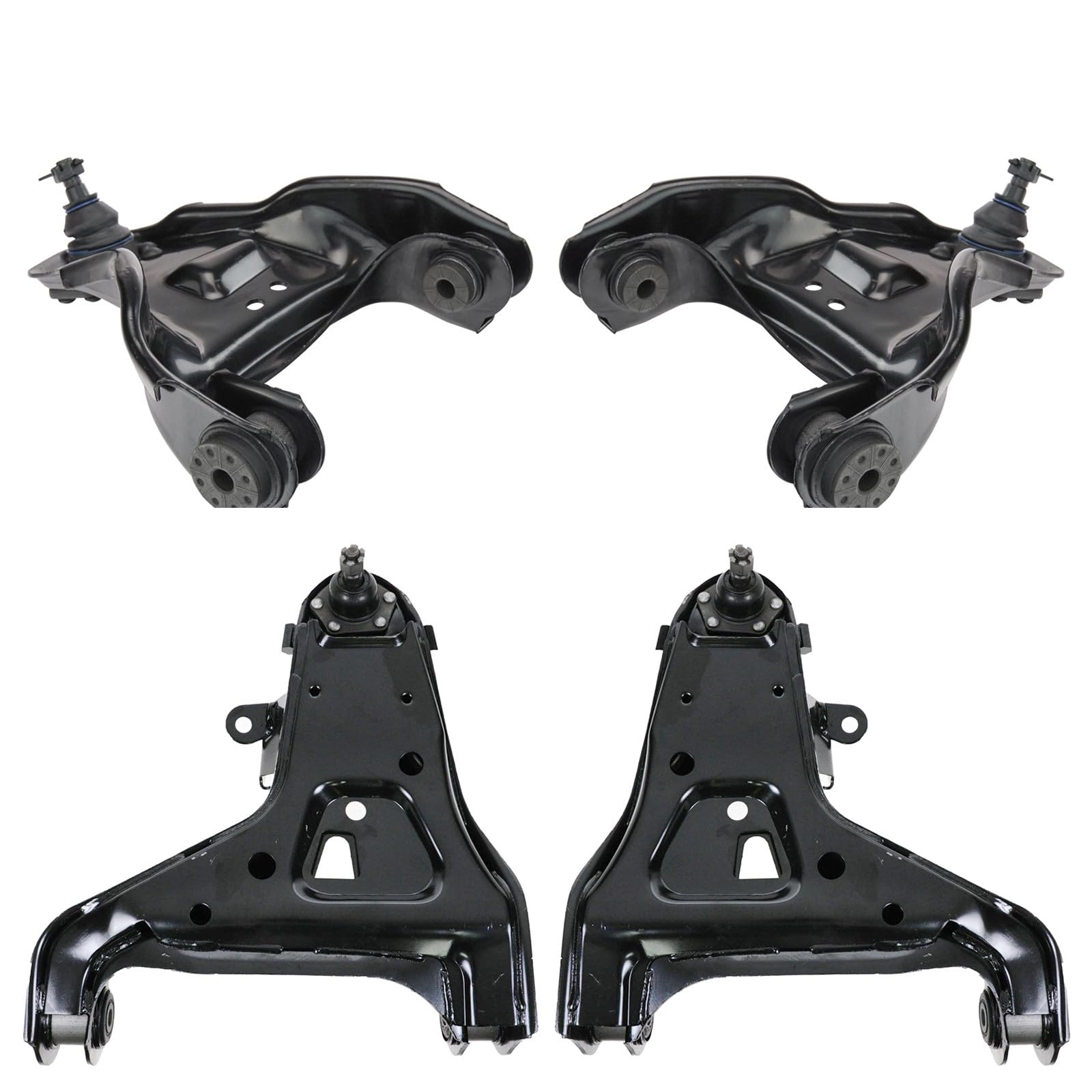 TRQ Front Upper and Lower Driver and Passenger Side Control Arm and Ball Joint Set 4 Piece Compatible with 84-00 Chevrolet S10 Pickup 4WD 95-97 Blazer 4WD 91-00 GMC Sonoma 4WD 92-00 Jimmy 4WD Image