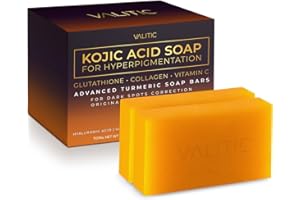 VALITIC Kojic Acid Soap for Hyperpigmentation - with Glutathione, Collagen & Vitamin C - Natural Soap Bars with Turmeric - Original Japanese Complex for Dark Spot Correction - 2 Pack