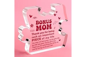LODESKEE Birthday Gifts for Bonus Mom, Mothers Day Gifts for Bonus Mom Cool Bonus Mom Presents from Daughter Son Thank You Bonus Mom Gifts Best Bonus Mom Ever Acrylic Decorative Gifts