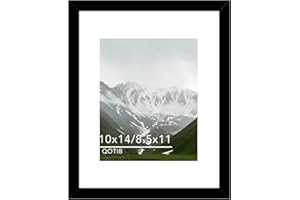 QOTIB 10x14 Picture Frame Black for 30 x 40cm Diamond Art Painting, 10x14 Frame with 8.5x11 Mat for Wall Mounting, Wood 10 by 14 inch 30x40 cm Frame with Shatter-Resistant Plexiglass, Black, 1 Pack