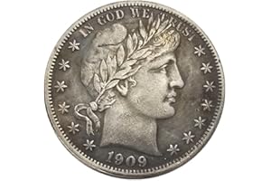YIQILAFADA 1909 O Barber Half Dollar Coin, Silver 50 Cent US Type Coin Replica for Collection Party Gifts
