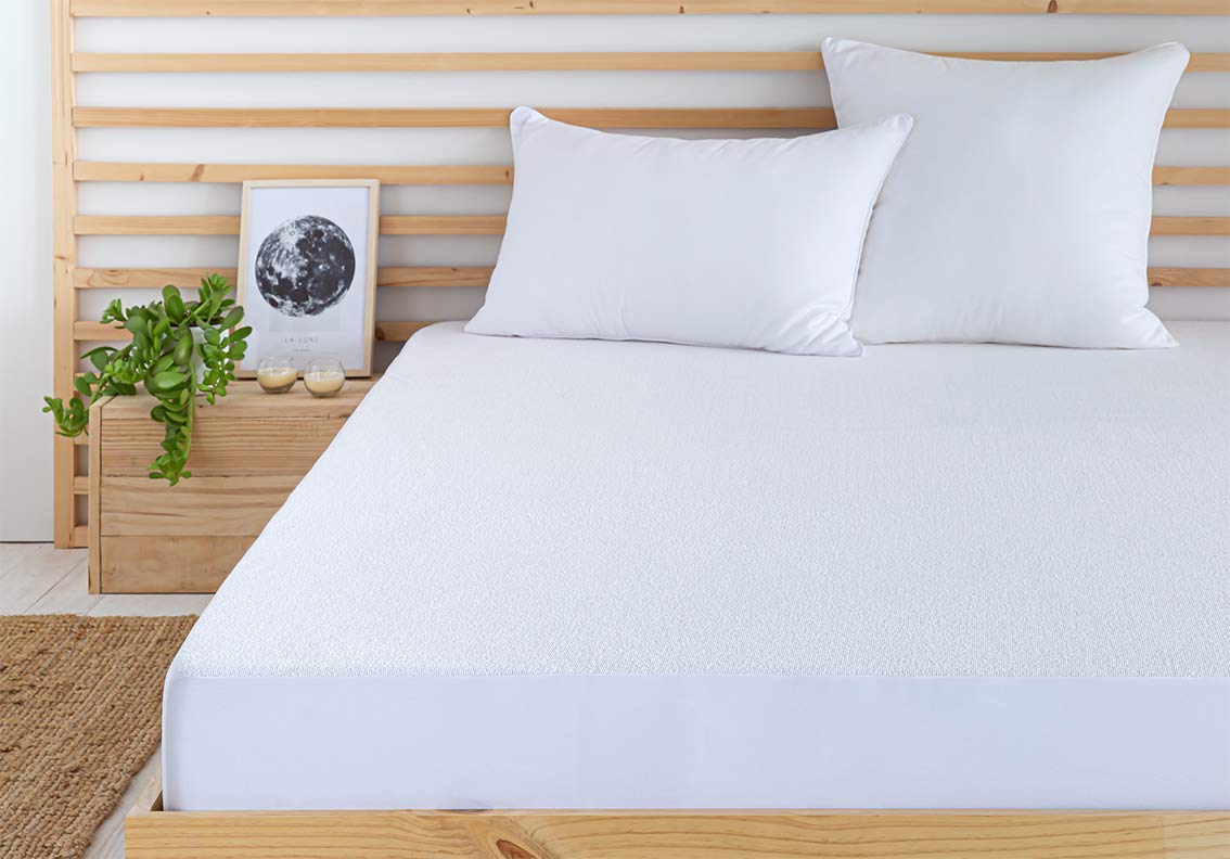 Todocama Adjustable Terry Cloth Waterproof Breathable Mattress Protector for Bed 105 x 190/200 cm