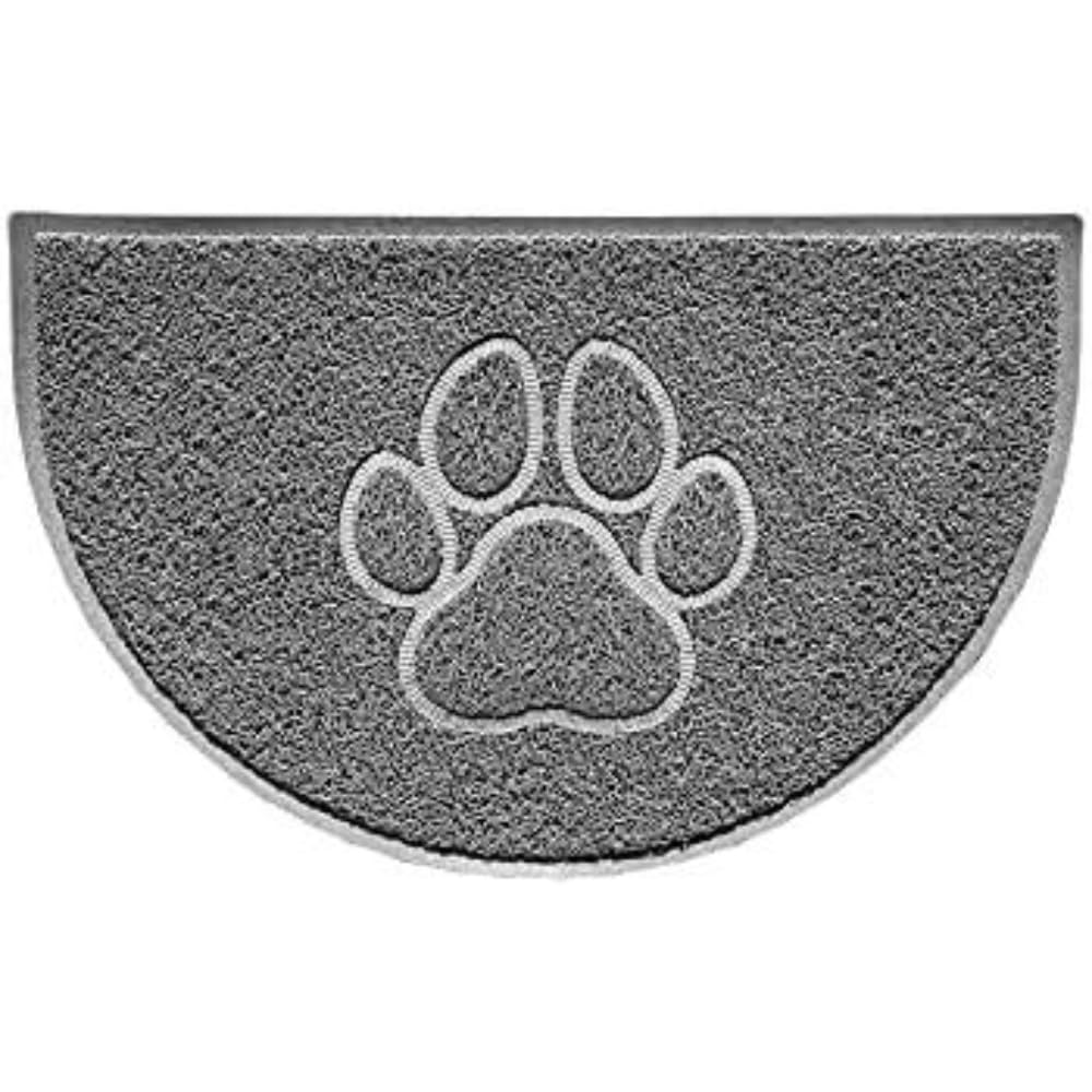 Nicoman Paw Embossed Shape Outdoor Only Dirt-Trapper Door Mat Washable Barrier Heavy Duty Doormat - (Drainage Open-Back, Half Moon, Grey, 70 x 44cm)