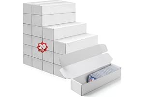 KVEKVE 20-Pack Bulk Trading Card Storage Box, 1000 Count Each, Sports Card Storage Boxes, White Corrugated Cardboard for TCG,