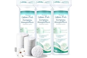 Premium Cotton Rounds for Face, 300 Count Makeup Remover Pads,100% Pure & Natural Facial Cleansing Round Pads for Makeup Remo