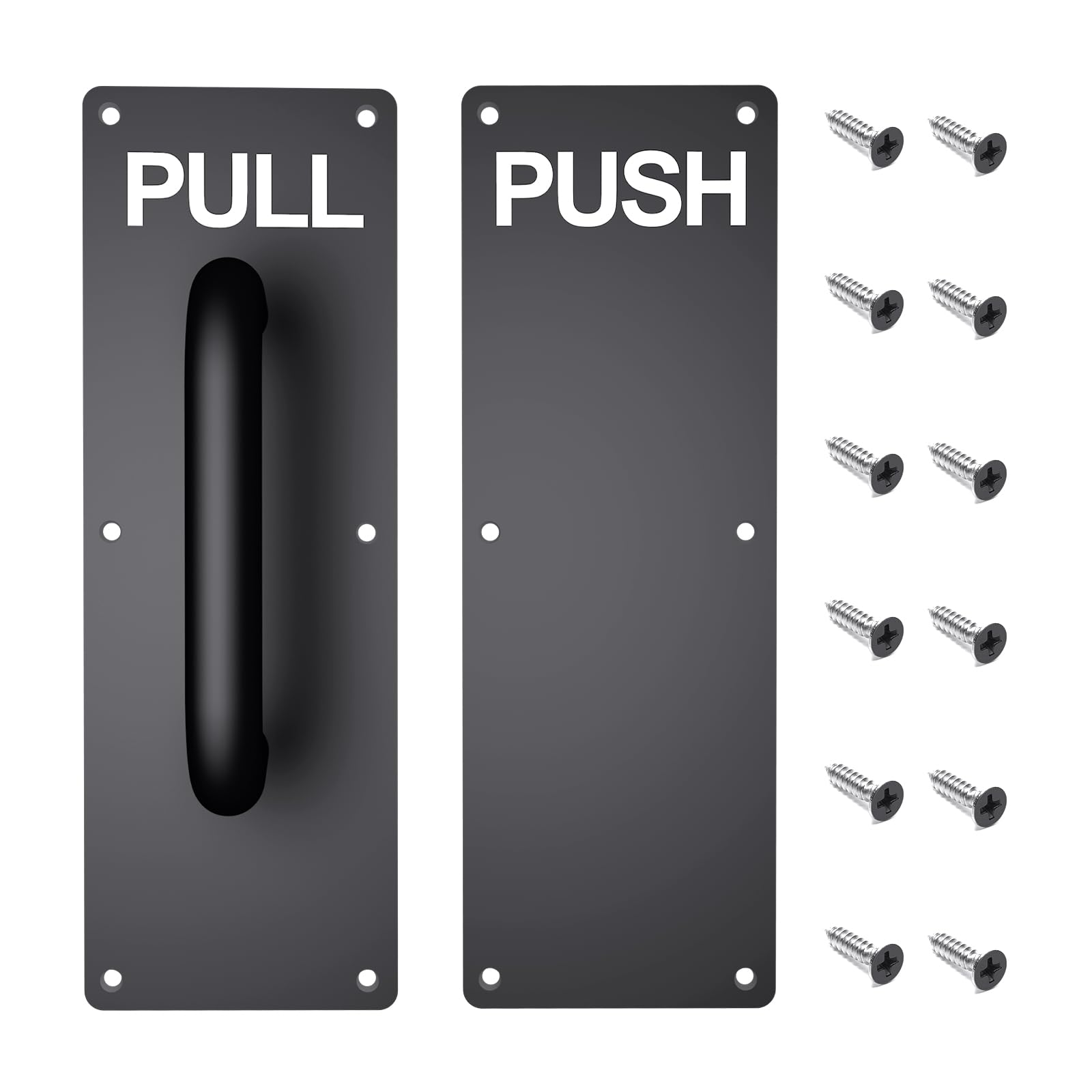 REAMTOP Push Pull Door Handle Set, Black Fingerprint-Proof Heavy Duty Plates for Wooden & Aluminum Door, Perfect for Garage, Restaurant & Business Place (300 X 100 mm)