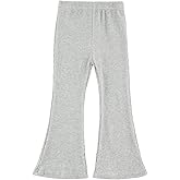 ACESTAR Girls Ribbed Knit Bell Bottom Pants Toddler Elastic Waist Ruffle Leggings Flared Pants (2-10 Years)