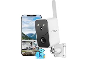Xega 4G LTE Battery Security Camera with SIM Card 10000mAh, Motion Detection Night Vision Two-Way Audio Spotlight Siren Insta