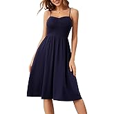 Sureple Summer Dresses for Women 2025 Casual Sweetheart-Neck Empire Waist Swing Aline Spaghetti Strap Dress with Pockets
