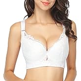 FallSweet Plus Size Lace Bra C Cup Wide Back Push Up Brassiere for Women
