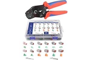 YMYP 188Pcs 12 Sets Deutsch DT Connector Kit，2/3/4/6/8/12 Pin DT Connectors with Open Barrel Crimping Tool Size 16 Stamped Contacts, IP68 Waterproof Automotive Boats Connectors