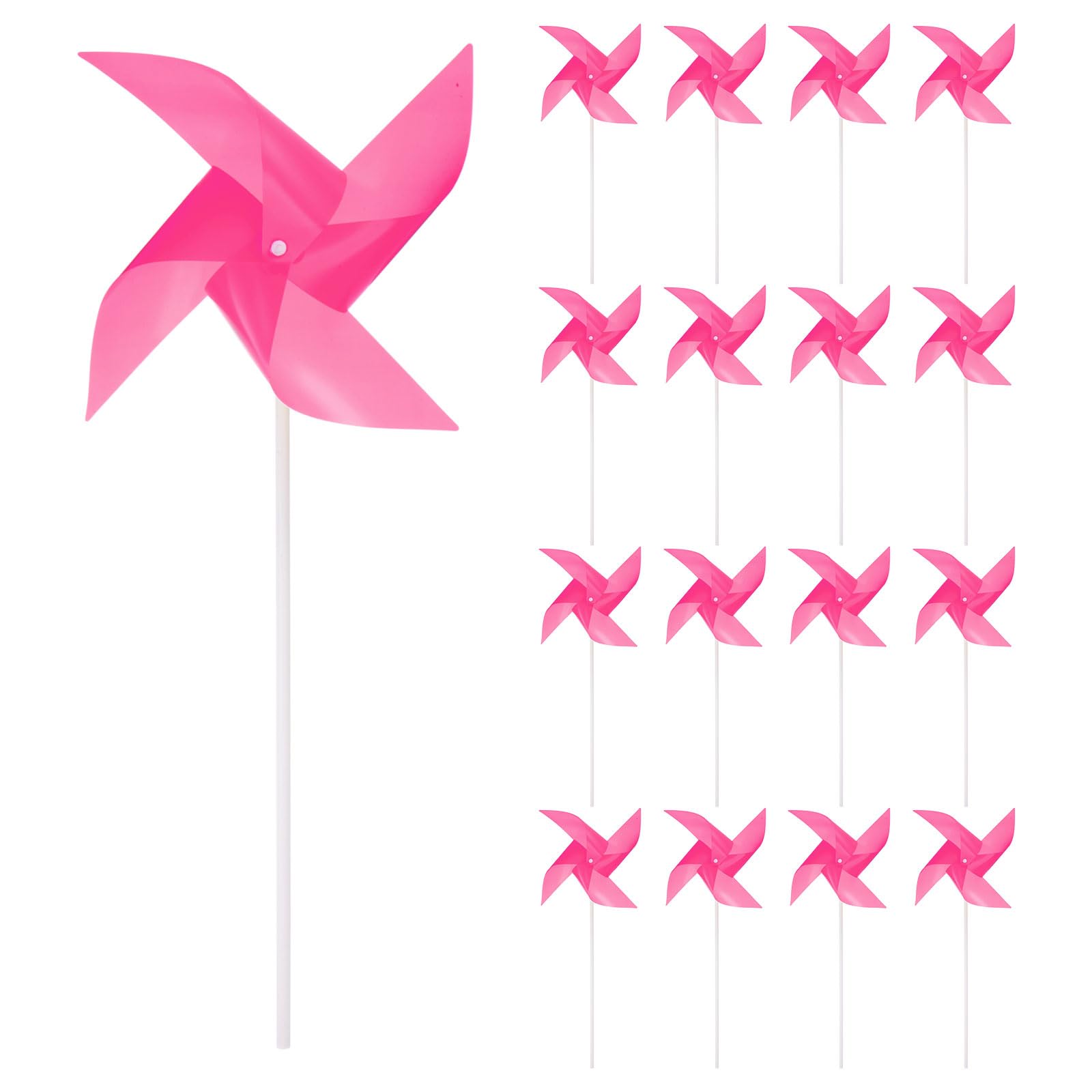 sourcing map 25pcs Windmills for the Yard Garden 15" x 7.5" 4 Leaves Pinwheels Wind Mills Spinners Windproof Waterproof Bird Devices with Stakes for Patio Decor, Pink — image 1