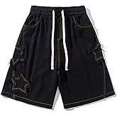 Sunidol Women Mid Thigh Denim Short High Waist Summer Casual Loose Straight Leg Unisex Streetwear Jeans Shorts Black XXL