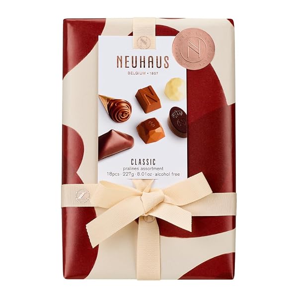 NEUHAUS BELGIAN CHOCOLATE GIFT BOX, 1/2 LB BALLOTIN – 18 ASSORTED MILK, DARK & WHITE CHOCOLATE PRALINES – ROMANTIC GOURMET GIFT