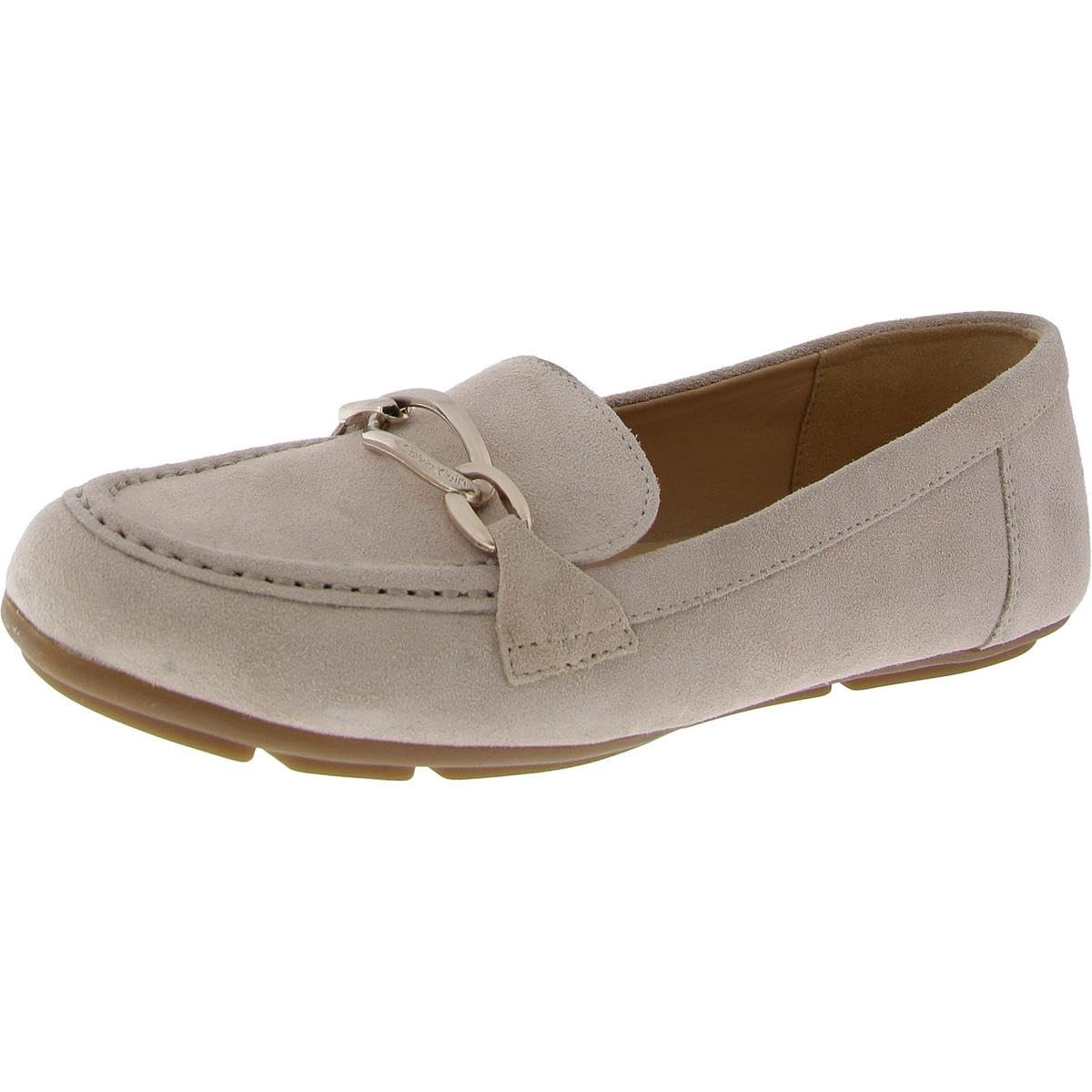 Calvin Klein Women’s Lenika Loafer, Light Natural Suede 110, 5.5