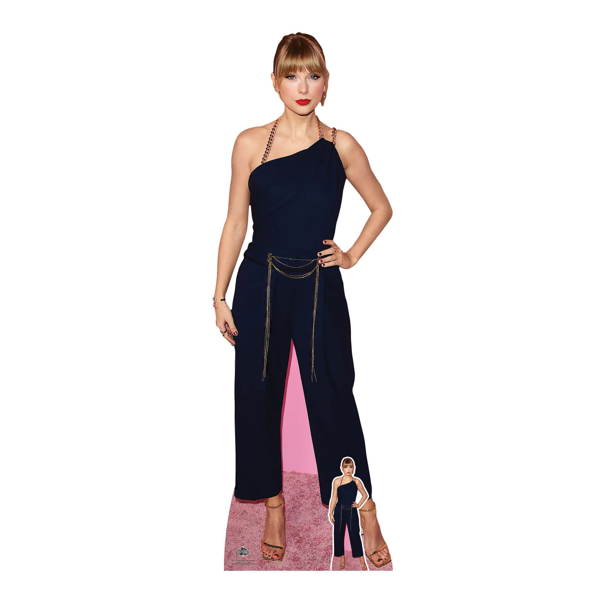 Star Cutouts CS1110 Singer Navy Jumpsuit Lifesize Cardboard Cutout with Mini – Music Star Party Decoration, Event Display & Fan Gift