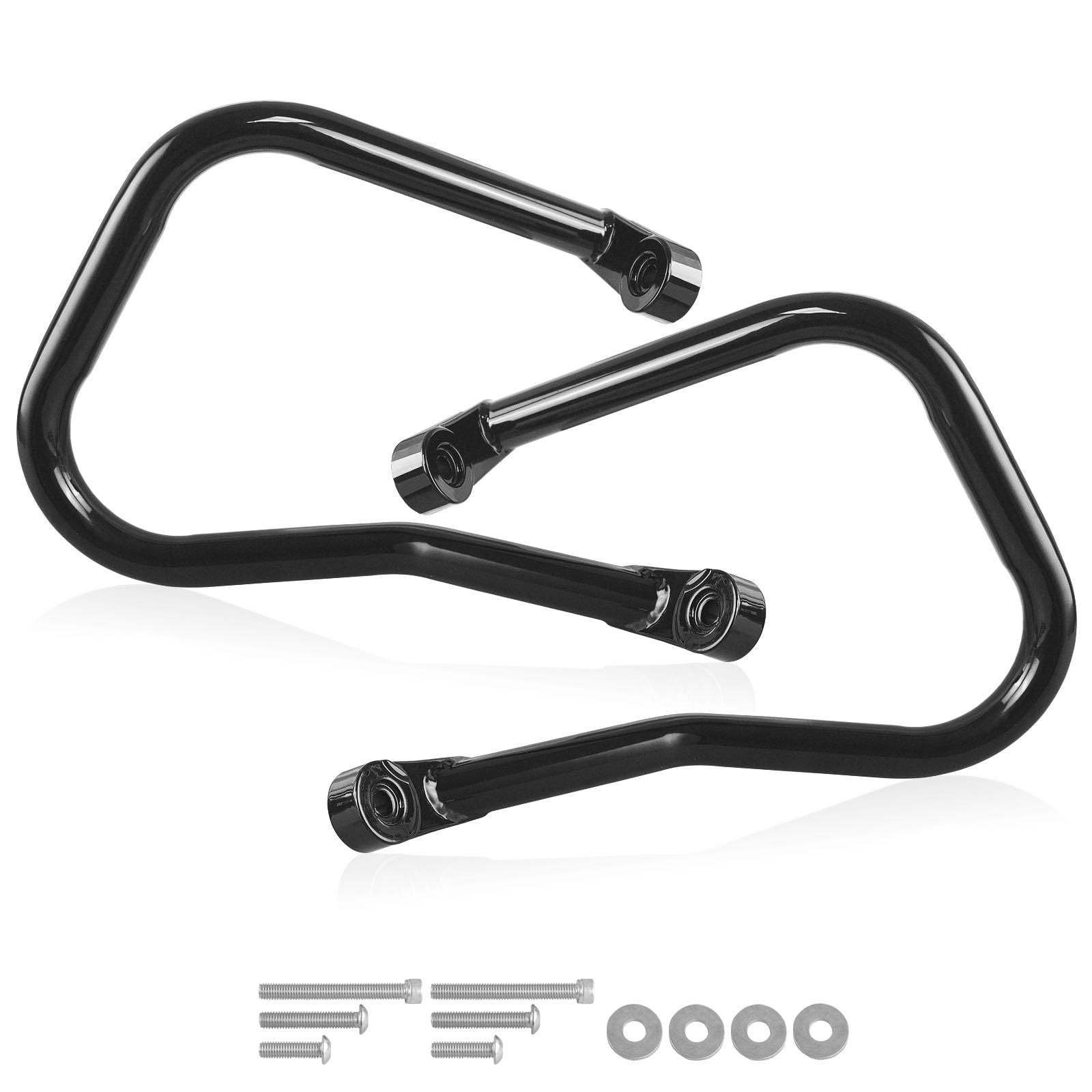 Photo 1 of Harvards Chrome Rear Saddle Bag Engine Guard Crash Bar Compatible with Harley 2018-2025 Softail Heritage Classic FLHC FLHCS Bolt-on Saddle Bag Crash Bar Gloss Black